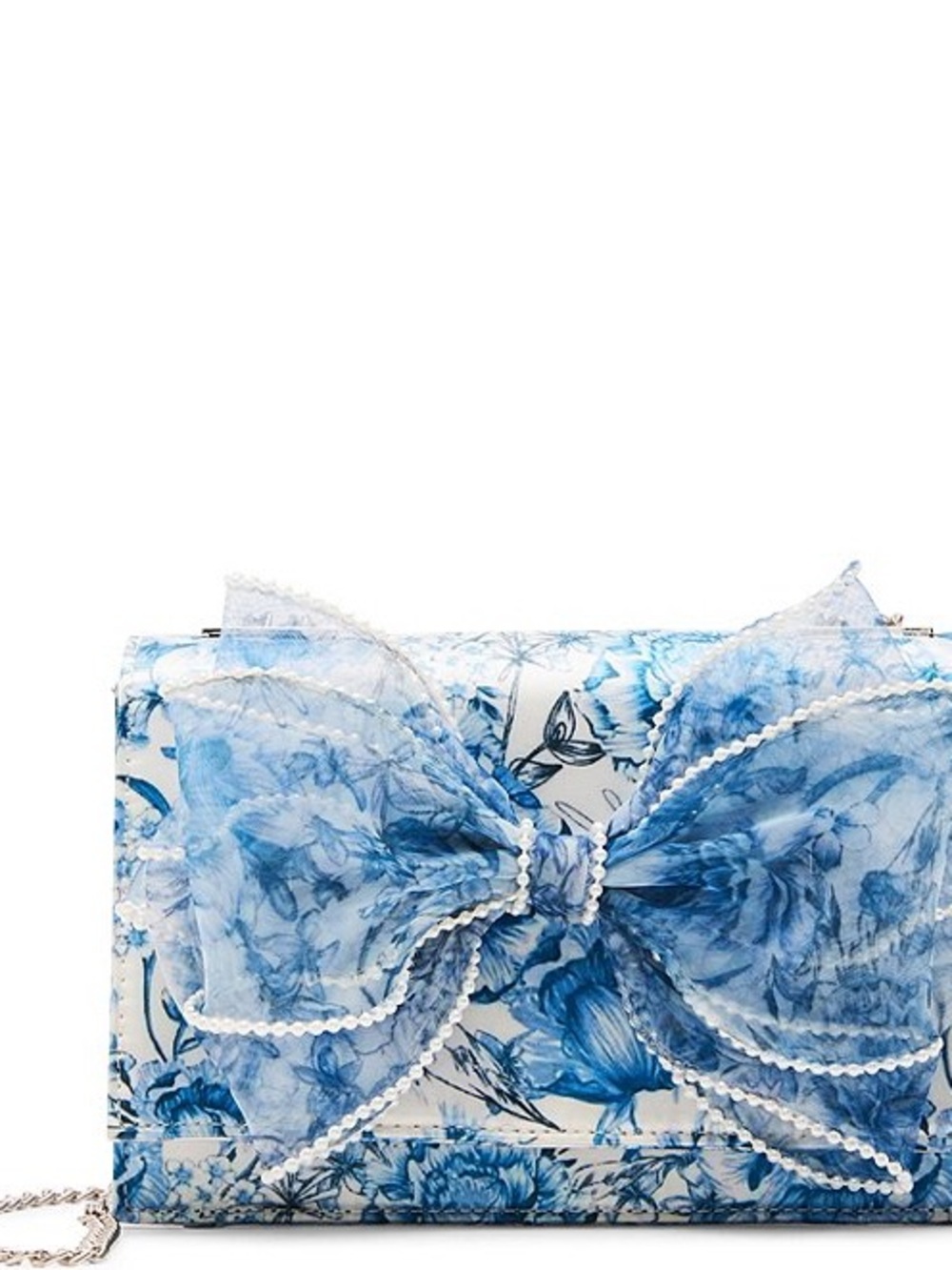 NWOT Betsey Johnson Blue Floral Bow Clutch